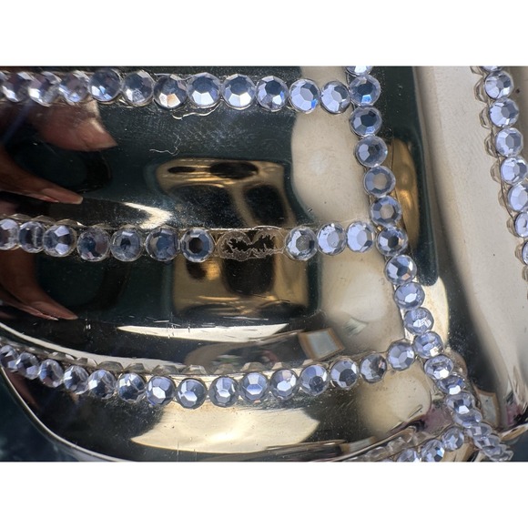 Vintage Le-Ann Gold Metal Clamshell Evening Bag Clutch with Chain Strap - Picture 11 of 16